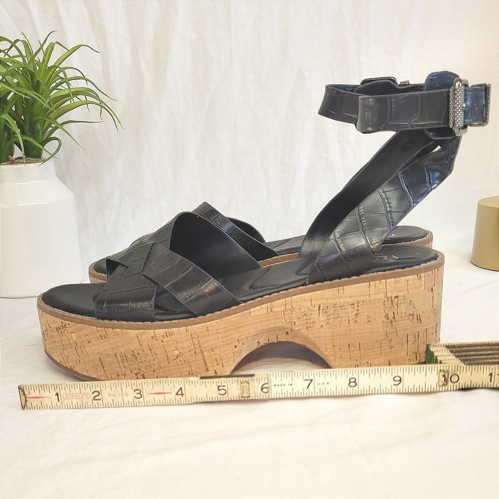 Franco Sarto Womens‎ 10M Black Chunky Platform Sandals Retro Boho y2k Vacation - Picture 6 of 9